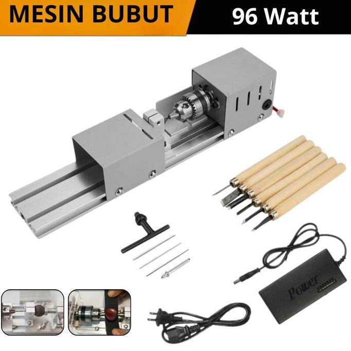 CHIYAQU Mesin Bubut Ukir Kayu Mini Lathe Pemahat Kayu 7 kecepatan