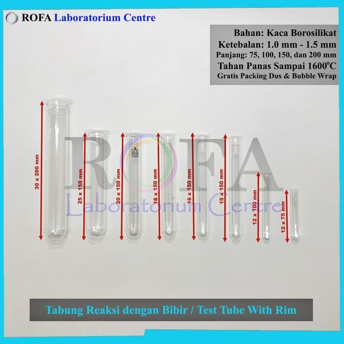 Tabung Reaksi Pyrex / Test Tube / Tabung Reaksi Tahan Panas ready