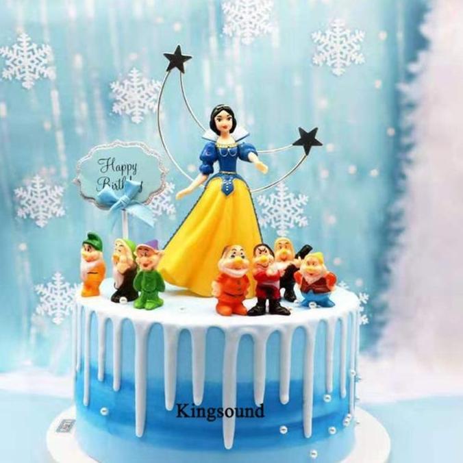 8pcs Topper Putri Salju, Topper Snow White, hiasan kue Putri Salju