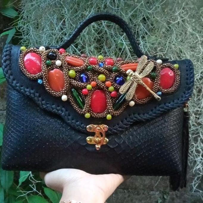 Tas Pesta || Clutch wanita kulit ular