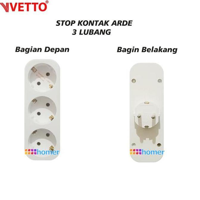 Yuk,Cod,Bisa- Vetto Stop Kontak Arde Ber Sni 2 Lubang 3 Lubang Plug Indoor V8204 Langsung Colok Kabe