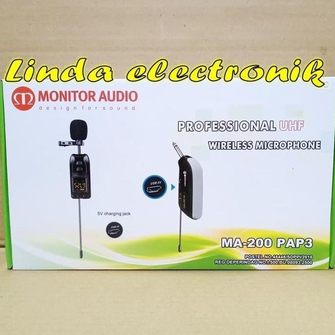 MONITOR AUDIO MA 200 PAP3 WIRELESS MICROPHONE CLIP ON PORTABLE MIC