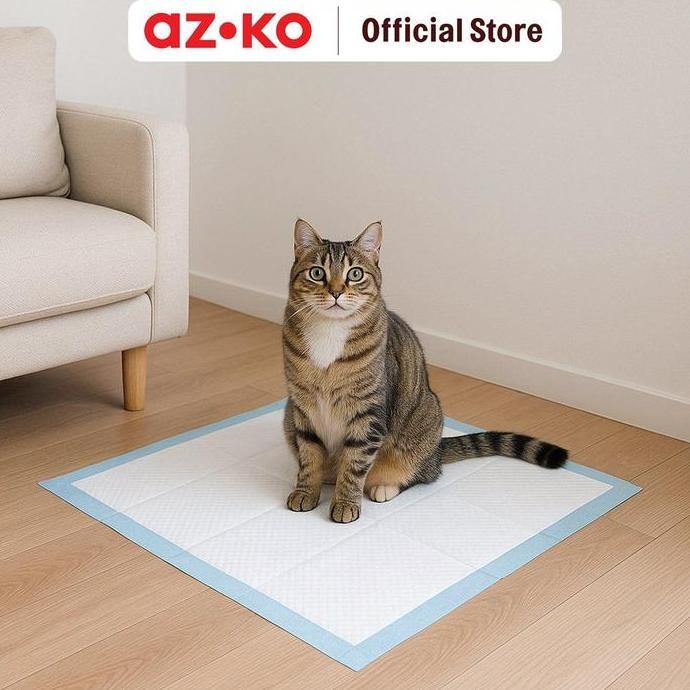 AZKO Cavea 60X60 cm Set 20 Pcs Training Pads Hewan - Biru/Abu-Abu Alas Toilet Kandang Hewan Perlak A