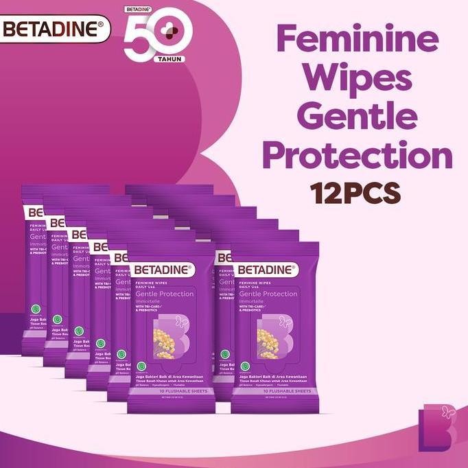 Topsellerijawa - BETADINE FEMININE WIPES Tissue Basah Pembersih Kewanitaan 12 Pack