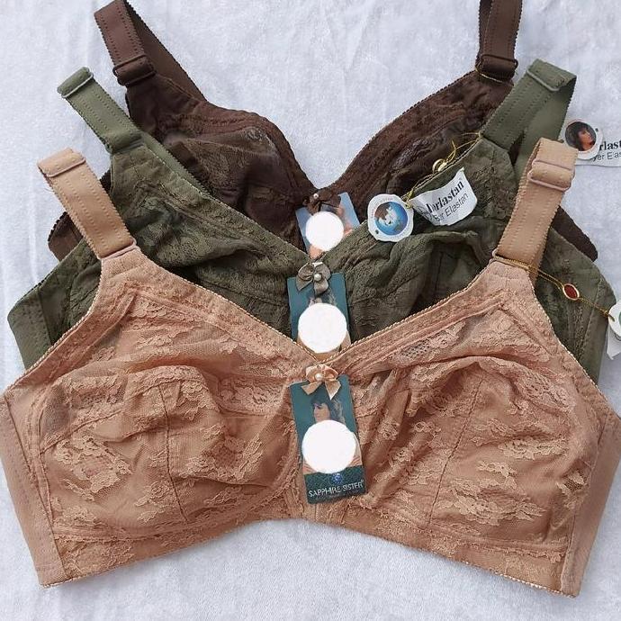 Wkwkwk- [1 Pcs] Bra Bh Sapphire Sister Tanpa Busa Tanpa Kawat Ukuran 36B-48B