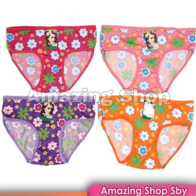 Wkwkwk- 1 Lusin ( 12 Pcs) Cd Celana Dalam Wanita Remaja Abg Import Motif Bunga