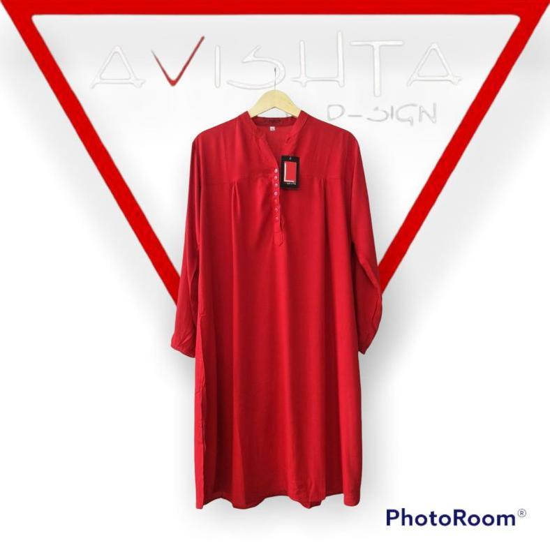 Tunik Polos Rayon Merah Cabe Tunik Katun Rayon Tunik Polos Jumbo Lasenta By Avishta D-Sign Merah Cab