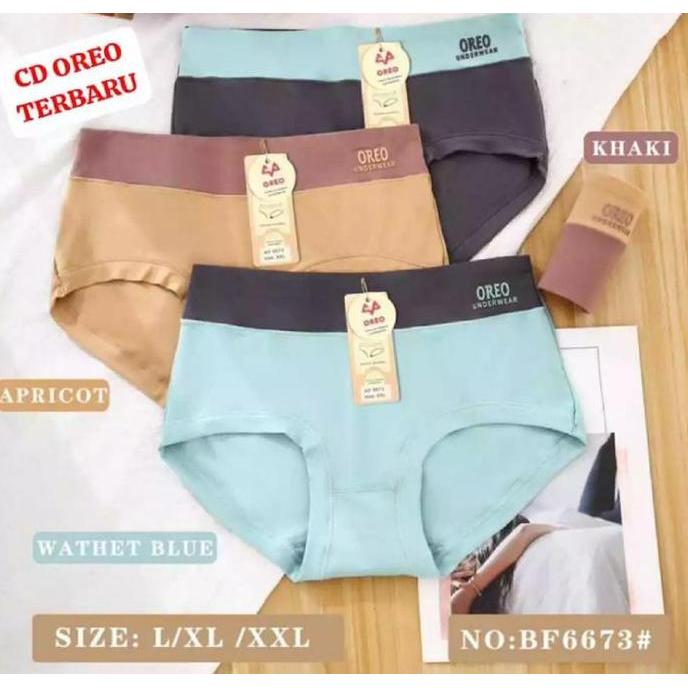 Wkwkwk- 12 Pcs Celana Dalam Wanita High Waist Fema Oreo 3588 Size L Xl Xxl Dewasa Remaja Poliester C