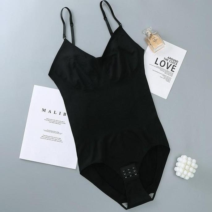 Wkwkwk- Korset Bodysuit Pengecil Perut Buncit Kancing Bawah Atasan Wanita Jumbo Big Size Seamless
