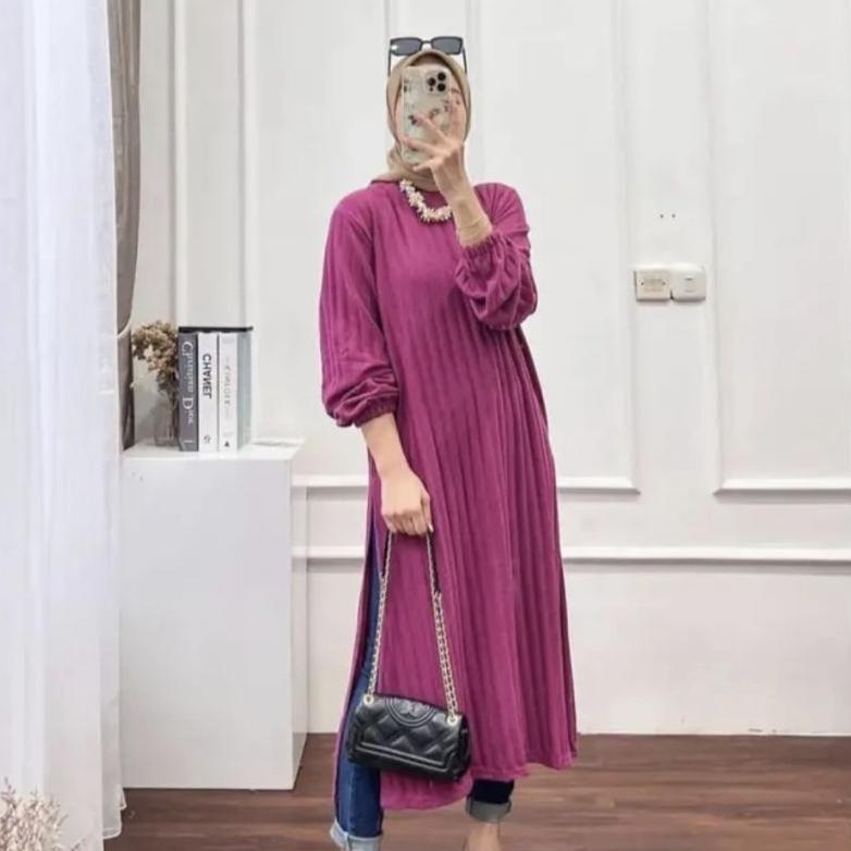Tania Long Tunik Knit Hornet Alvaro Anti Nerawang Harga Grosir