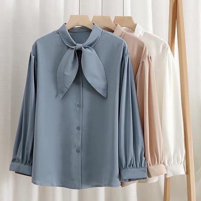 Cod  Osela Top Blouse Kemeja Korean Premium Fit L  Fashion Baju Atasan Blus Long Shirt Remaja Wanita