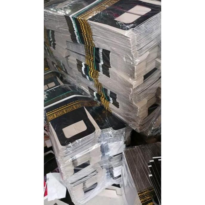 Newstockcik- Kardus Kosong Oleh Oleh Haji Umroh ( 1 Pack Isi 100 Pcs ) Bentuk Ka'Bah Kardus Hampers