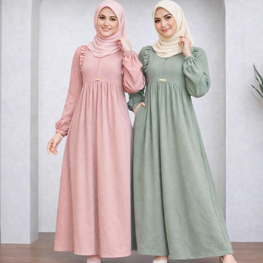 DISKON Gamis Ruffle Modis Elegan Terbaru