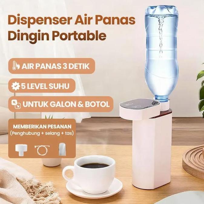 [3 Detik] Dispenser Air Panas Dingin Dispenser Air Portable Lipat, Pompa Galon Elektrik untuk Air Pa