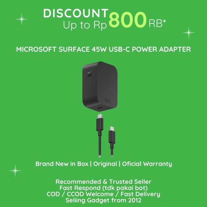 Microsoft Surface 45W USB-C Power Adapter / Adaptor Charger Surface Pro 12