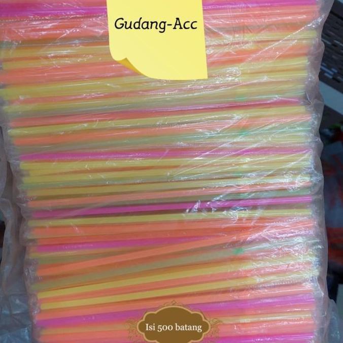 Sedotan Steril Bengkok Warna Warni Pink Bungkus Plastik isi 500 batang