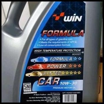 TERLARIS OLI WIN FORMULA CAR 10W30 API SL (4L)/PELUMAS MESIN BENSIN WIN 10W-30/10-W30 (4 LITER) 