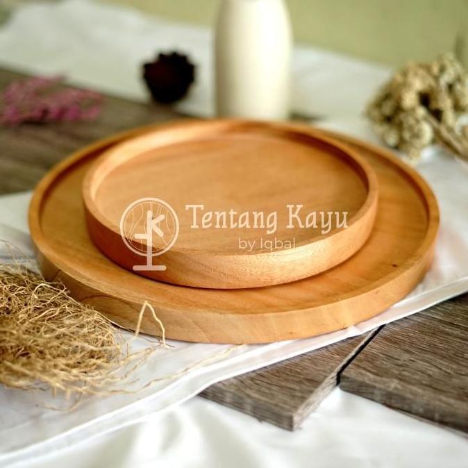 Round Tray Nampan Kayu Bulat Baki Kayu Bulat Ukuran Besar dan Kecil