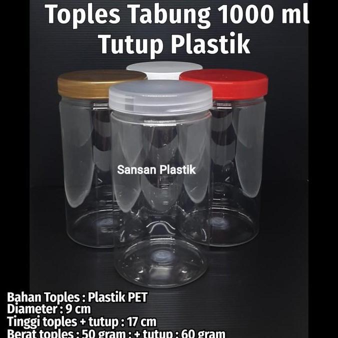Toples Plastik 1 Liter / Toples Tabung 1 Liter - ONLY