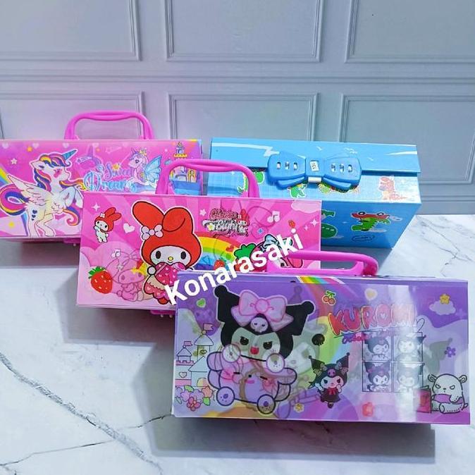 Stationery- Kotak Pensil 3 Tingkat/ Kotak Pensil 3D/ Kotak Pensil Kode Gambar Cewek Cowok Stationery