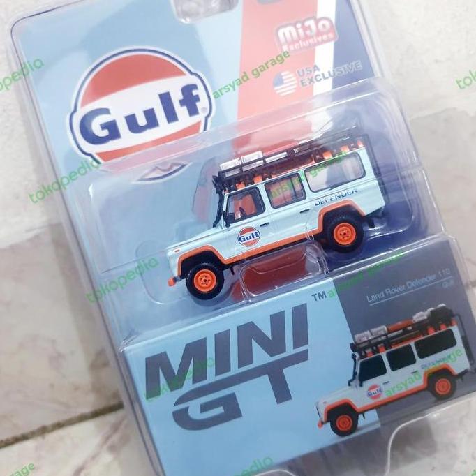 Diecast Mini GT Land Rover Defender 110 Gulf Livery no 156 1:64 Blister