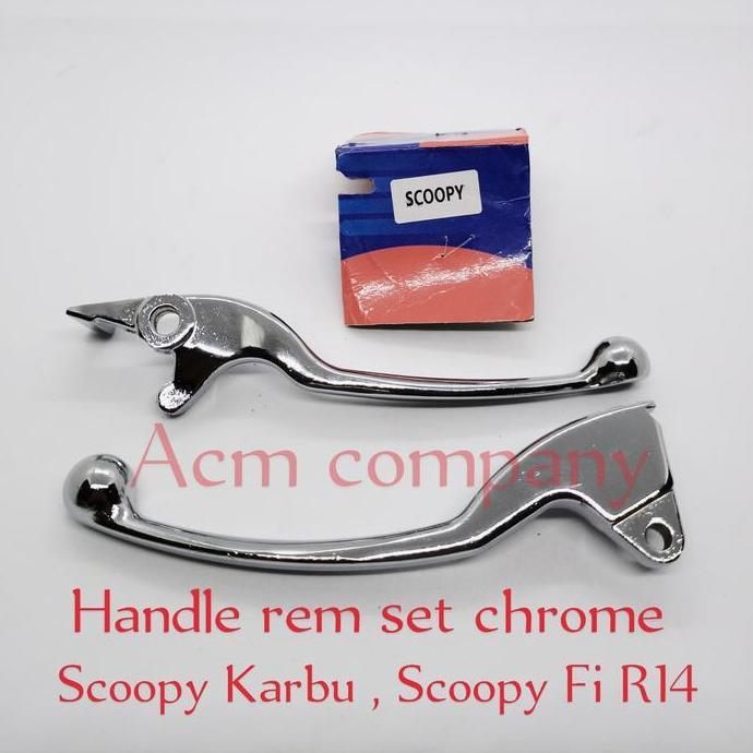Handle Handel Rem Chrome Set Honda Scoopy Karbu , Scoopy Fi Ring 14