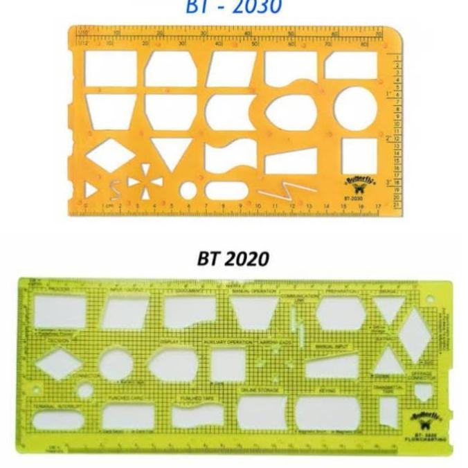 Stationery- Butterfly Bt2020 Bt2030 Flowchart Template Ruler Penggaris Flow Chart