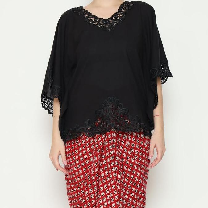 blus bordir bodo katun hitam terlaris