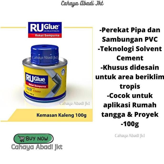 Lem Pvc Lem Pipa Lem Paralon Ruglue 100Gr Kaleng Kecil Terbaru 