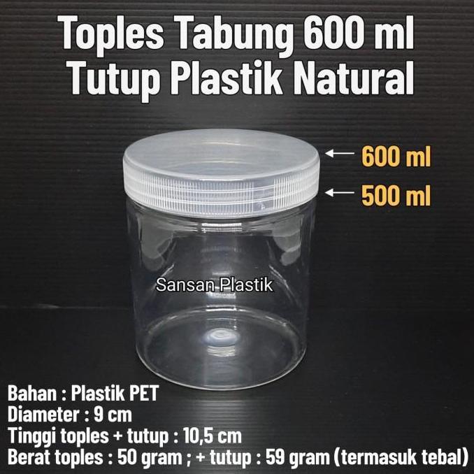 Toples Plastik 600ml /Toples tabung 600 ml