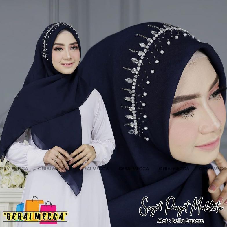 Hijab Segi Empat Payet Mahkota// Segi empat pesta// Hijab Mewah (GOOD PRODUCK)