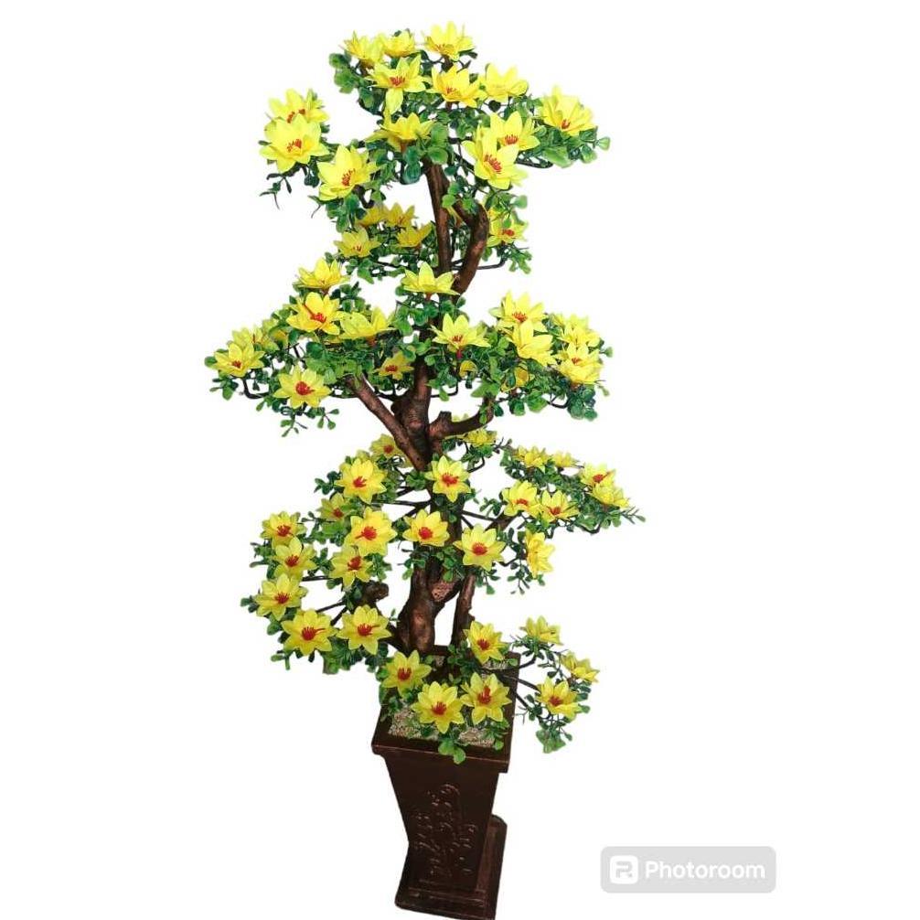 [Bunga Set Pot] Pohon Hawai Artificial Tinggi 140 Cm Jumbo / Bunga Hias Sudut / Pohon Bunga Hawai Ar