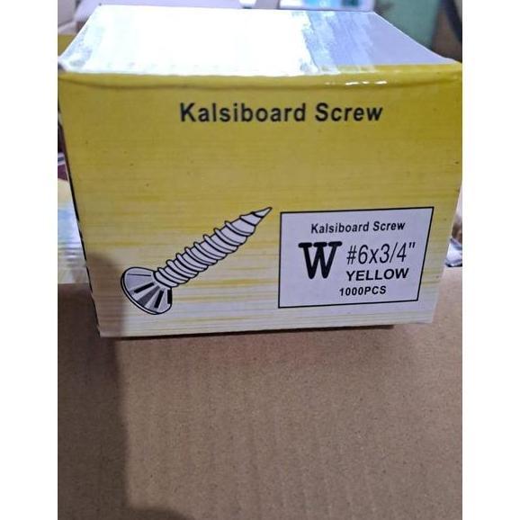 1000 pcs sekrup kalsiboard grc merk W ukuran 6x3/4 dan ukuran 6x1