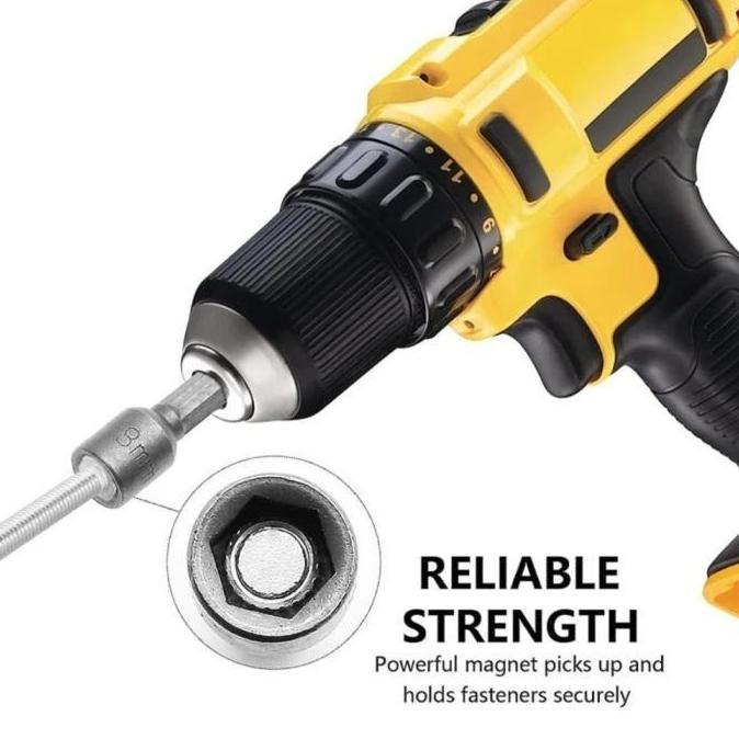 Household - 14 Pcs Mata Roofing Magnetic Kunci Mata Sok Baut Roofing Baja Ringan Konektor Mesin Bor 