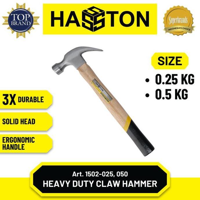 Household - Hasston Hammer Kambing Gg. Kayu / Heavy Duty Claw Hammer (1502)