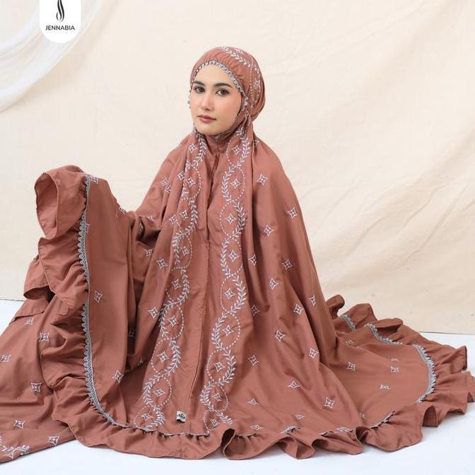 JENNABIA - Mukena Jumbo Dewasa Bordir Mewah Rempel Elvira Tidak Menerawang Full Bordir Elegan Mukena