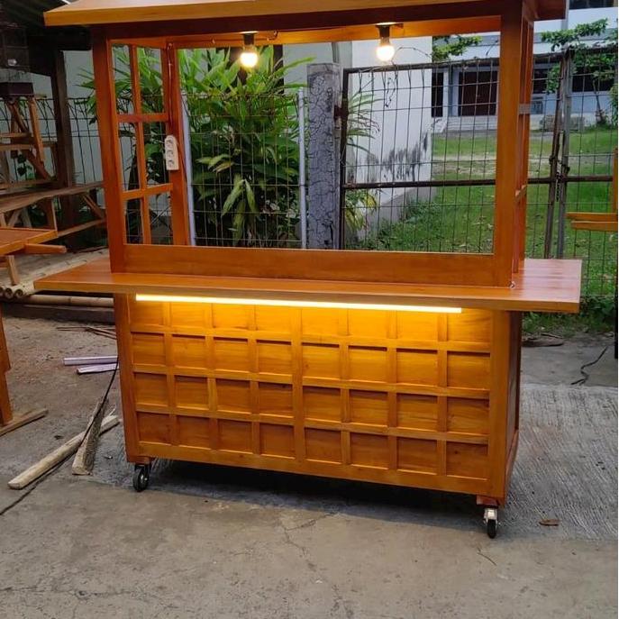 Terlaris Gerobak Booth Makanan Dan Minuman Kekinian Tahan Lama Gratis Ongkir Kayu