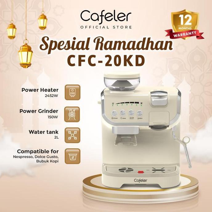 Terlaris Cafeler Mesin Kopi Multi Kapsul 3 Adaptor/Grinder/Milk Frother 2 Heather