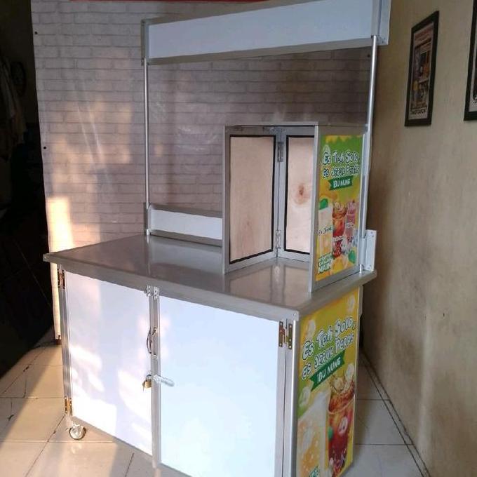 Terlaris Booth Portable / Meja Lipat / Gerobak Lipat Bongkar Pasang Bahan Aluminium Dilengkapi Roda 