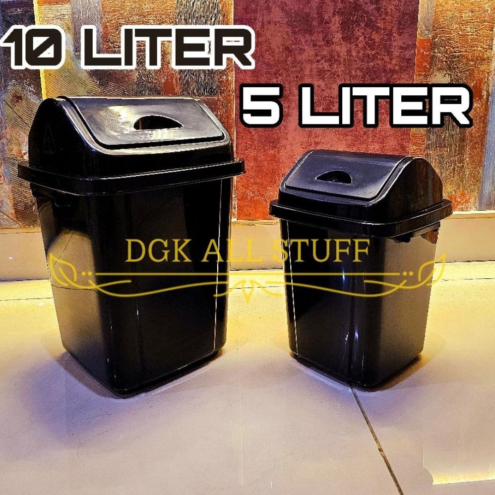 Tgc-1924 Tong Tempat Keranjang Sampah Goyang Dorong Bertutup Tutup Segi Kecil Plastik 10 L 10L 10 Li