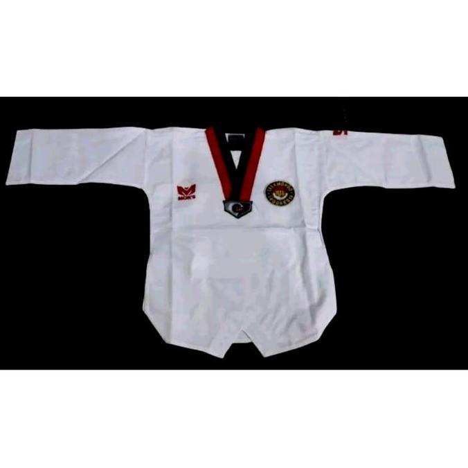 Selfdefense- Baju Seragam Taekwondo/Dobok Moks Pemula Mok'S Kerah Putih/Merah Hitam