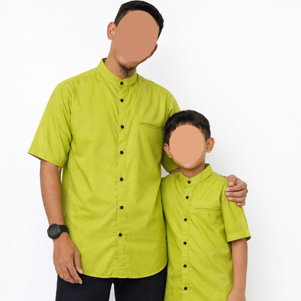 VIREKAMART KEMKO SUFYANAIN BAJU KOKO COUPLE AYAH DAN ANAK LAKI-LAKI LENGAN PENDEK KEMEJA KOKO WARNA 