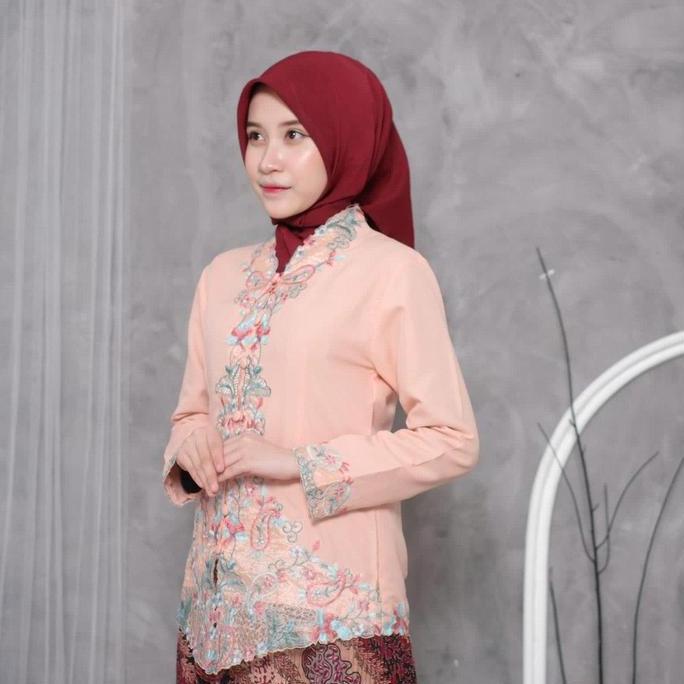 Kebaya Encim Bordir Modern Putih Bordir Warna Lengan Panjang Wisuda Kondangan Kantor Modern Pesta TP