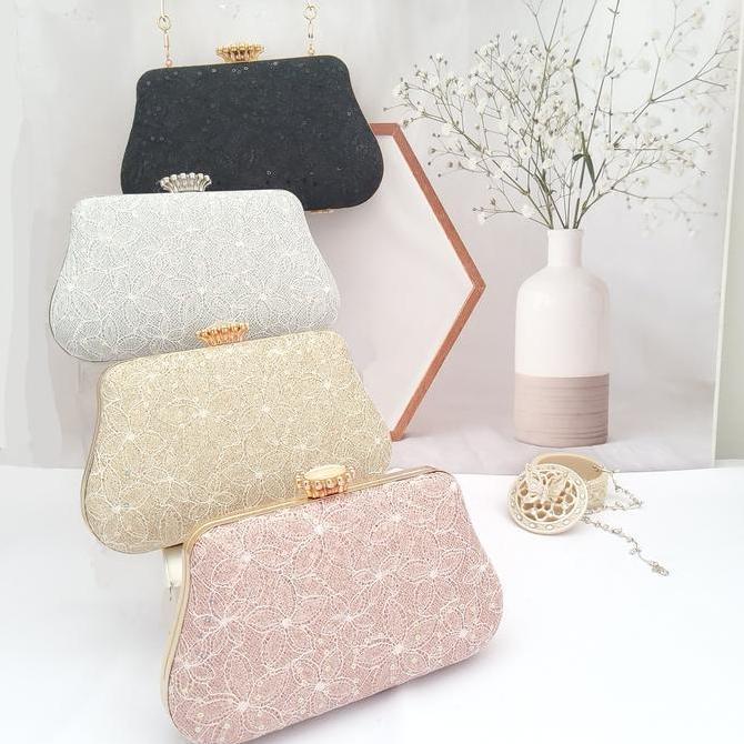 HARGA SAHABAT - FARNELL - Model Terbaru Clutch Pesta Tas Pesta Brukat Diamond Mewah 26399 Cantik Ele