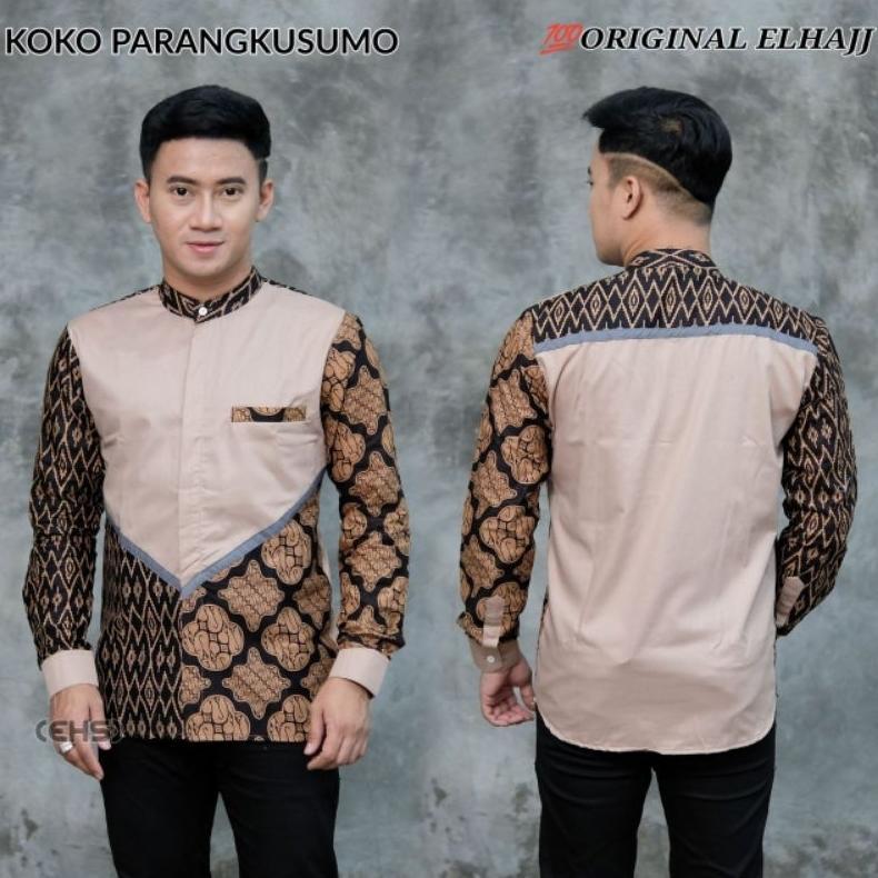 CELVIQUE BAJU KOKO PRIA LENGAN PANJANG/ BAJU KOKO KOMBINASI BATIK TERBARU/ BAJU KOKO LENGAN PANJANG 