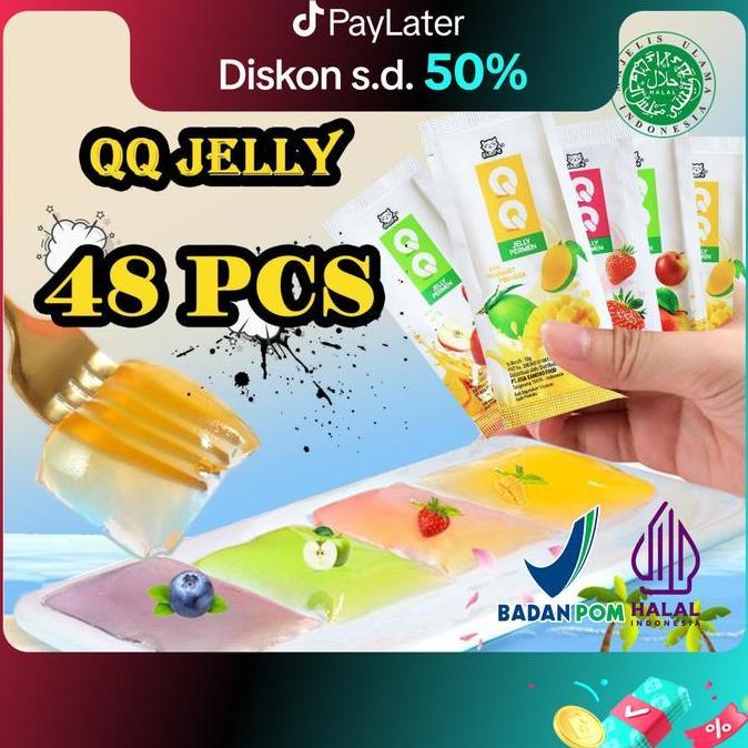 Snack- Qq Jelly Permen Isi 48 Pcs Ada Free Kotak Kemasan 2 Rasa Yougurt Mangga  Yoghurt Stoberi Dan 