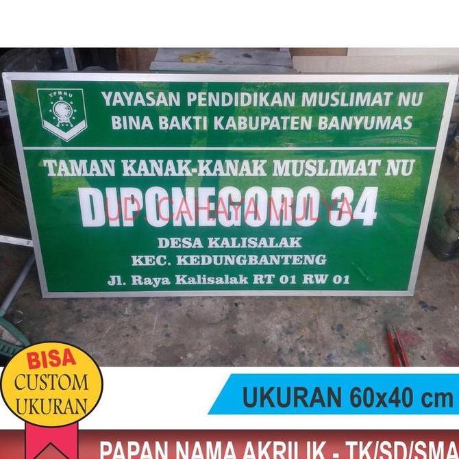ready Terlaris Plang Papan Nama Sekolah TK/SD/SMP/SMA/SMK/Kantor