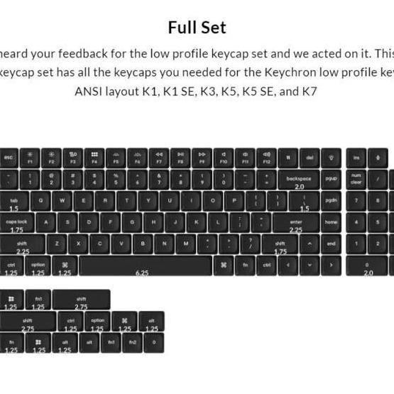 Keycap - Keychron K3 v2 Low Profile Double Shot PBT Keycap Set (Full Set 118 Keys)