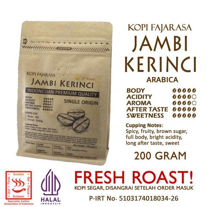 Dryck- Kopi Fajarasa Jambi Kerinci Biji Kopi Arabica 200 Gram