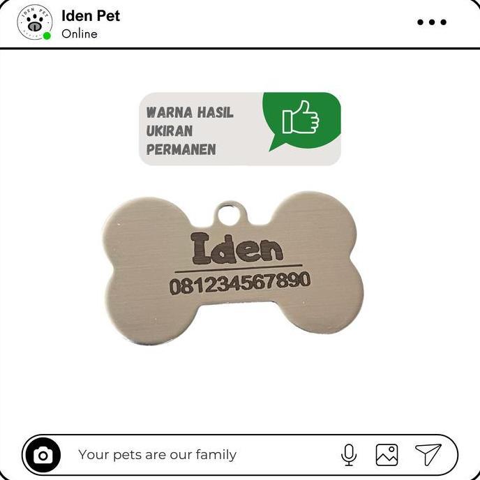 Enimal- Iden Pet Tag Nama Hewan Kucing Anjing Pet Name Tag Custom Ukir Nama StainlessSteel